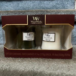 New Woodwick Medium Hourglass Candle Gift Set including Fraser Fir & White Teak